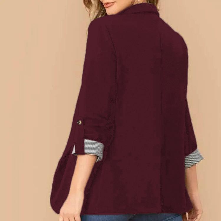 Blazer bordeaux chic à manches longues - Collection Nienke