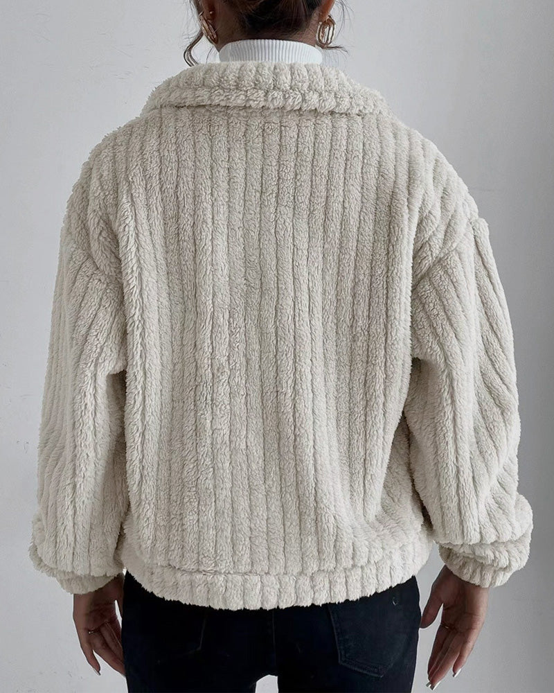 Veste épaisse tendance et confortable avec bouton inversé et manches longues