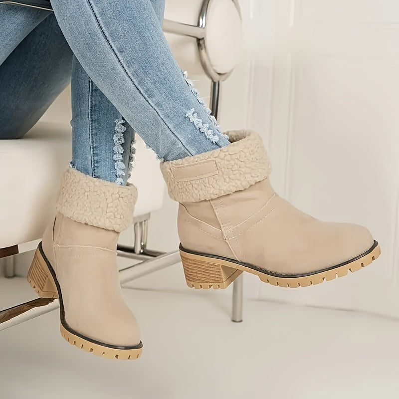 Lotte | Bottines en peluche élégantes à talons hauts dans des couleurs unies très tendance