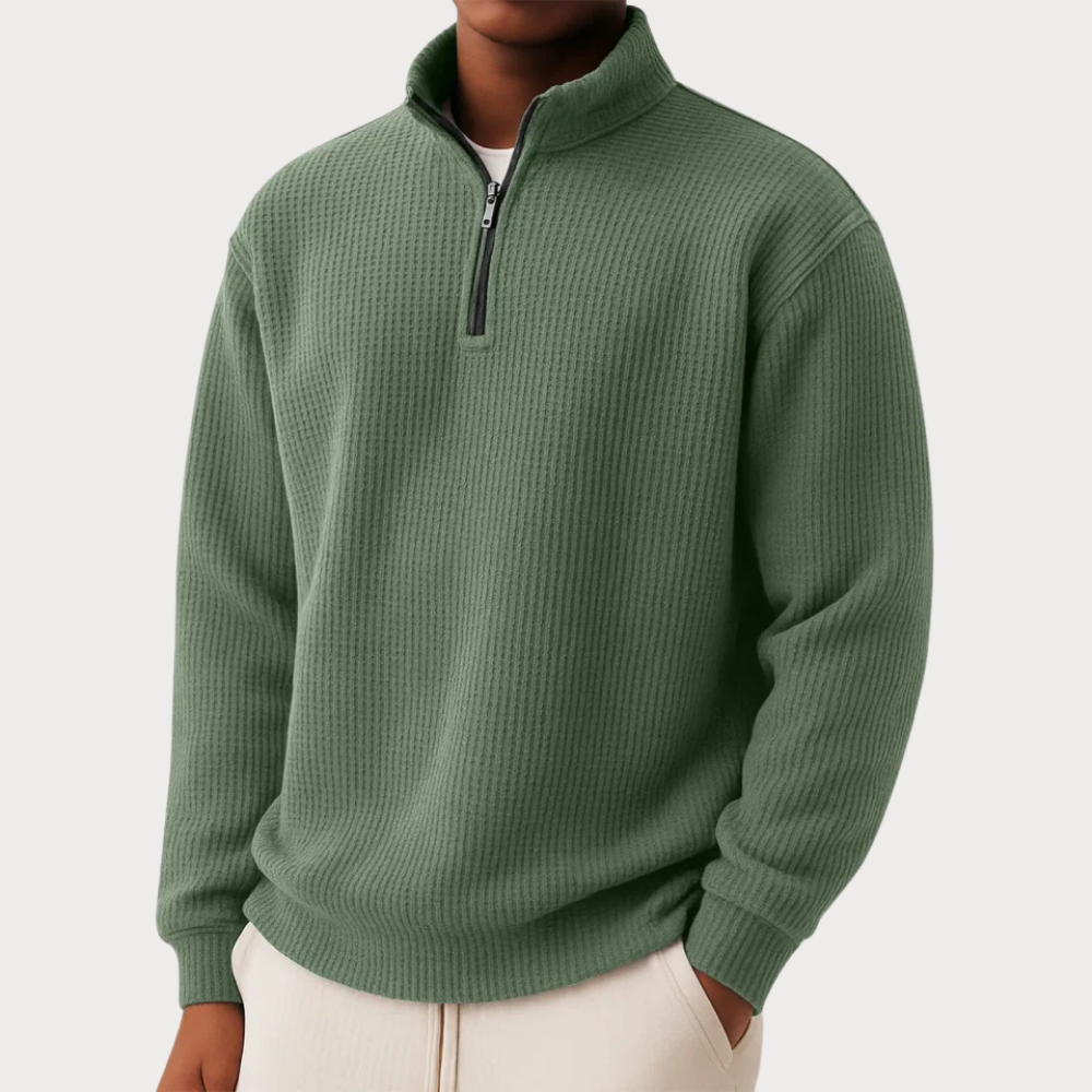 PULL EN MAILLE À COL ZIPPÉ POUR HOMME