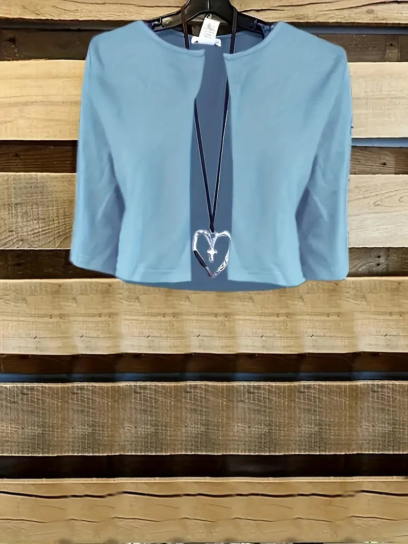 Ensemble de robe à fleurs élégant en deux parties avec crop-top uni et robe à encolure ronde