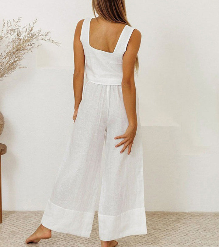 Megan - Ensemble Top Minimaliste et Pantalon Évasé