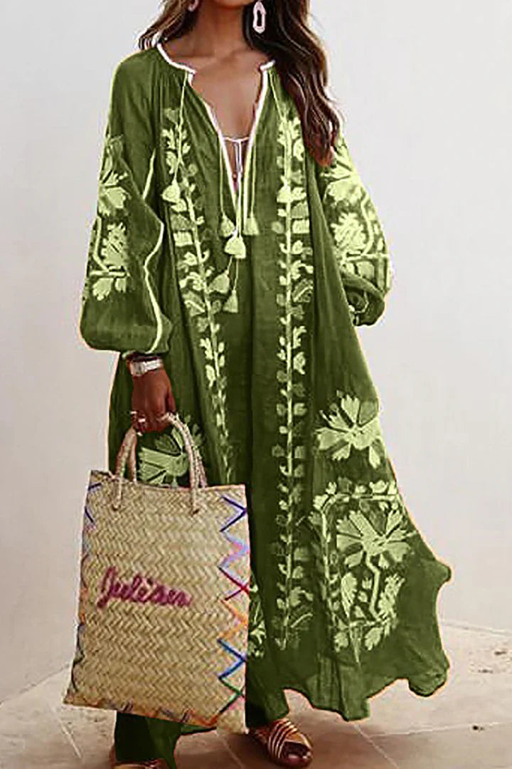 Robe longue en style bohème avec imprimé floral