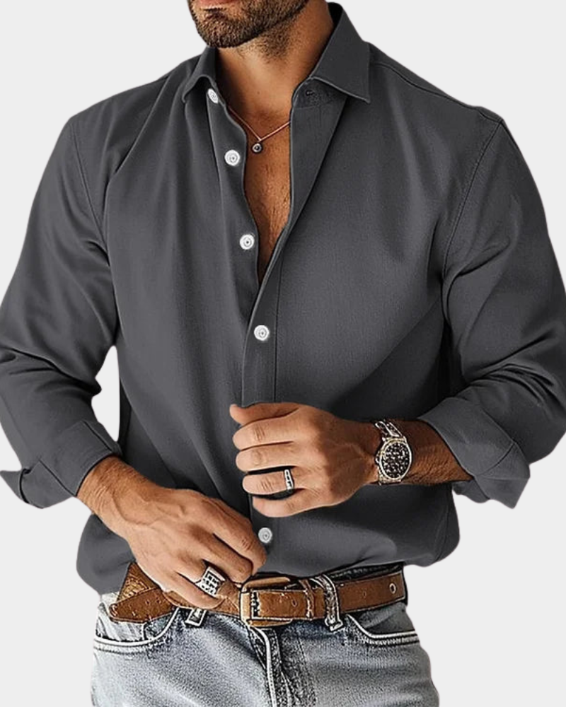 CHEMISE BOUTONNÉE ÉTIREMENT COUPE SLIM POUR HOMME