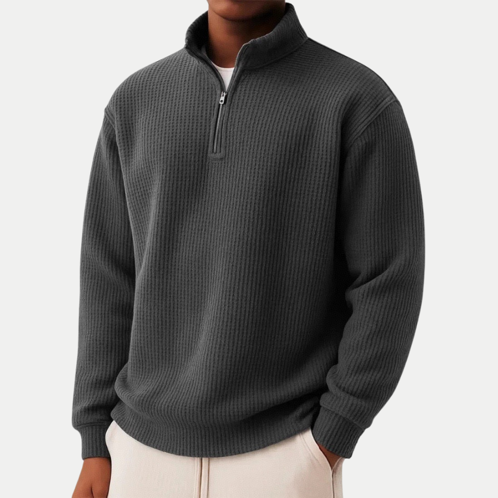 PULL EN MAILLE À COL ZIPPÉ POUR HOMME