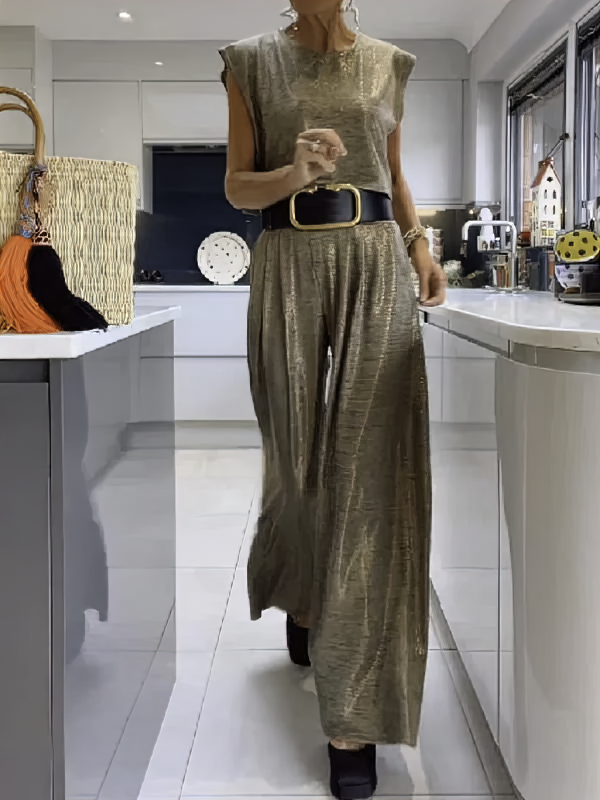 Ensemble de Gilet et Pantalon Confortable et Brillant