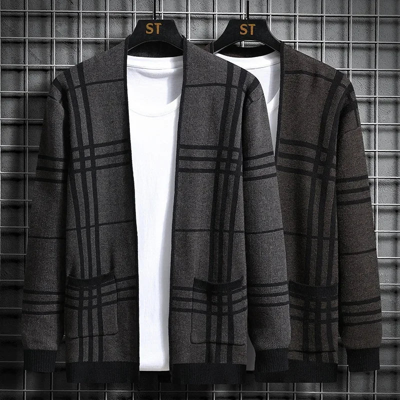 CARDIGAN EN MAILLE À CARREAUX POUR HOMME