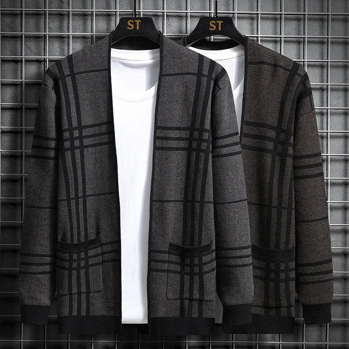 CARDIGAN EN MAILLE À CARREAUX POUR HOMME