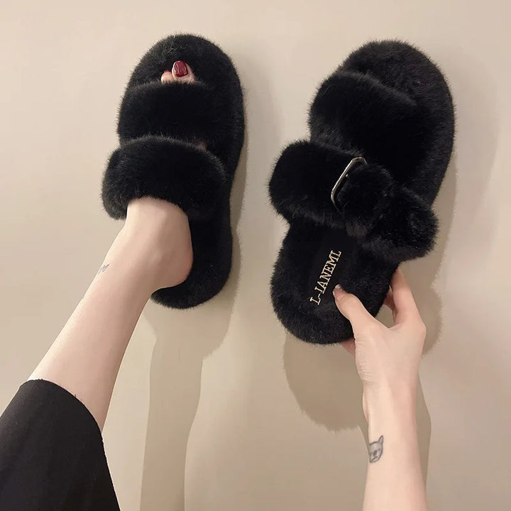 Amelia - Chaussons pelucheux élégants et confortables pour femmes
