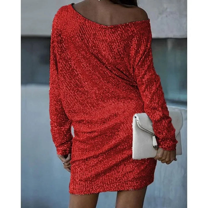 Robe à paillettes de fête avec contraste