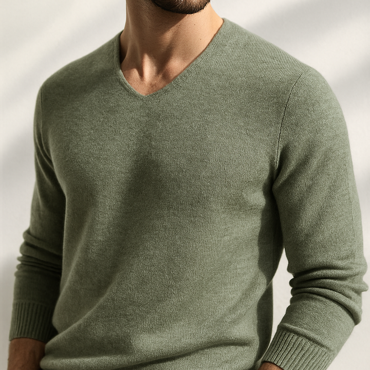 PULL EN V EN FIBRES NOBLES POUR HOMME