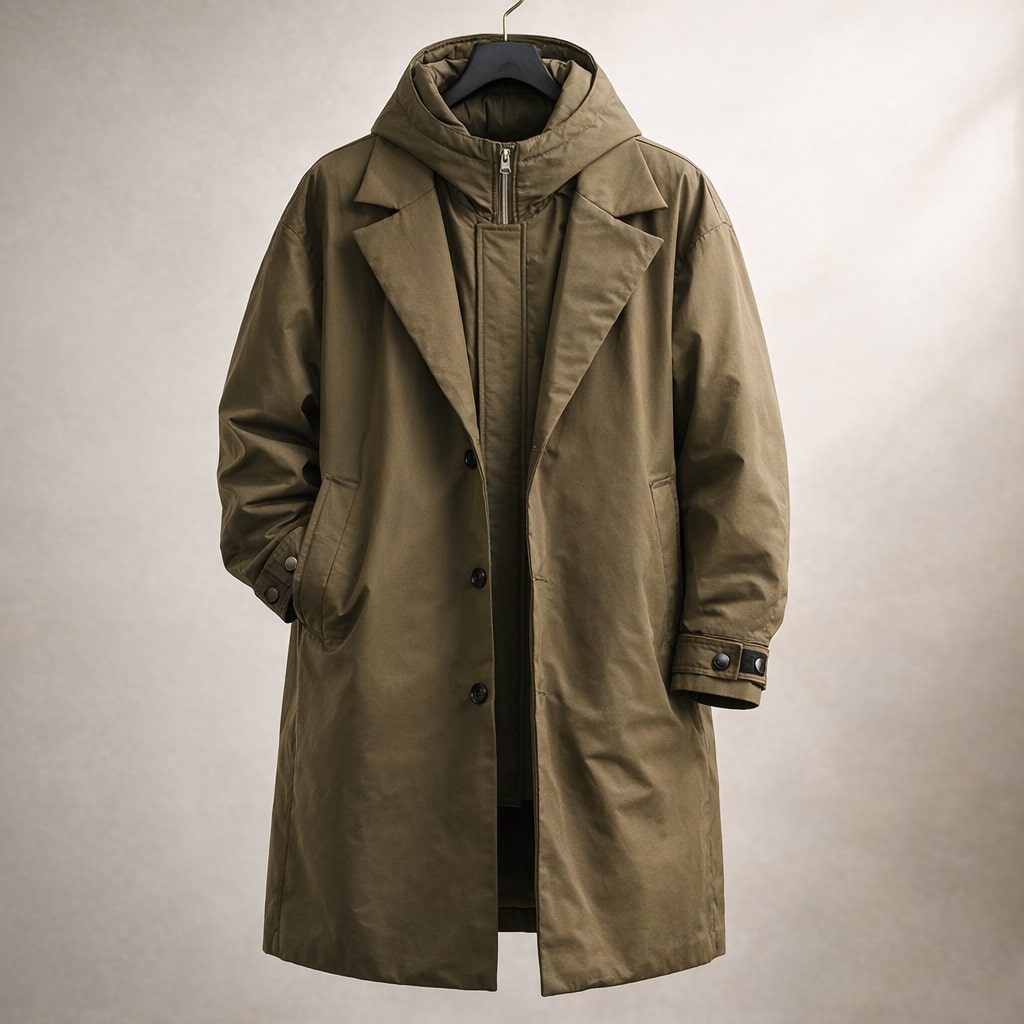 MANTEAU LONGUE SUPERPOSÉ POUR HOMMES