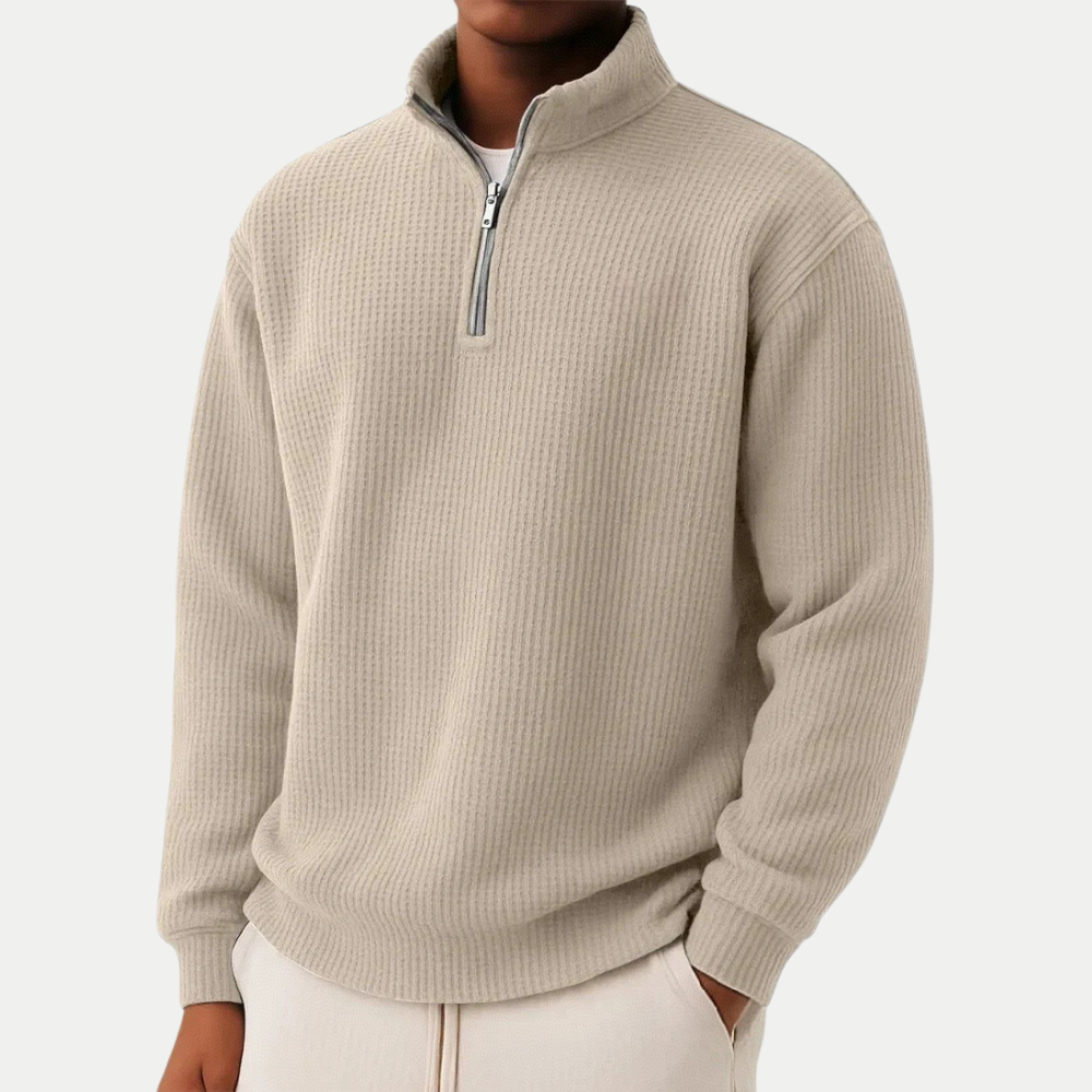 PULL EN MAILLE À COL ZIPPÉ POUR HOMME