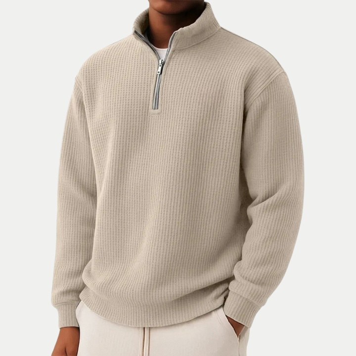PULL EN MAILLE À COL ZIPPÉ POUR HOMME