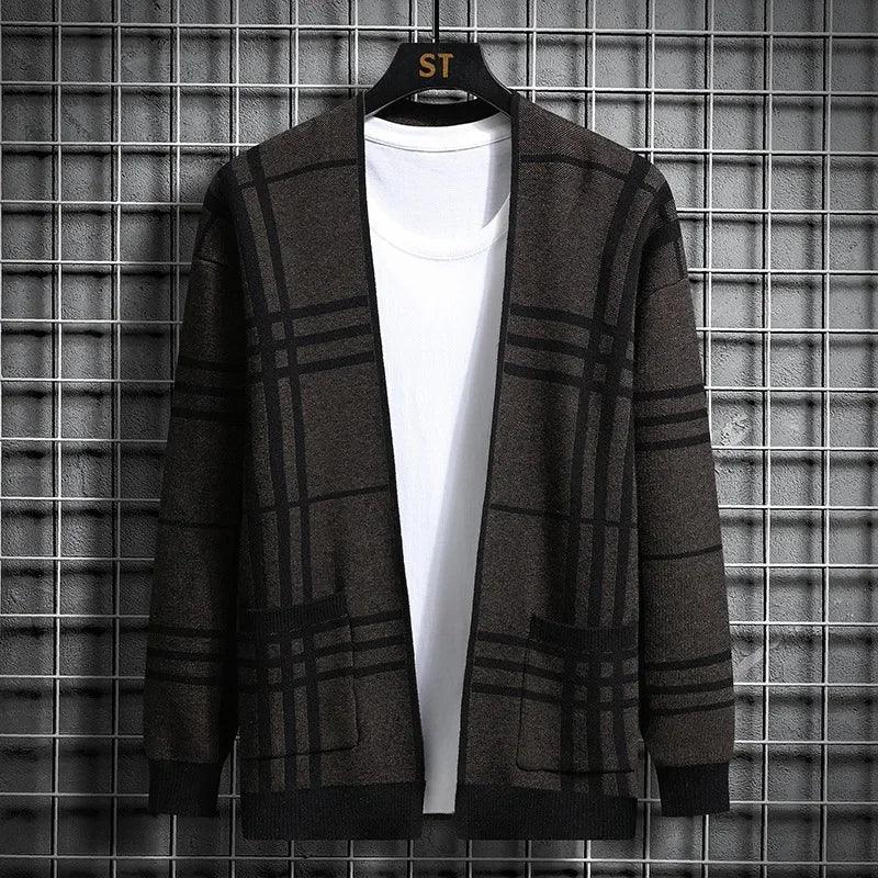 CARDIGAN EN MAILLE À CARREAUX POUR HOMME