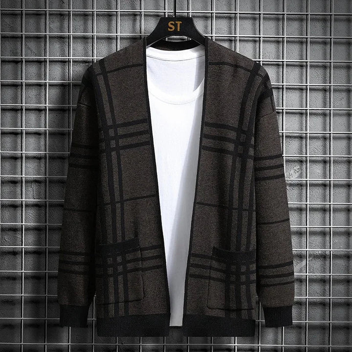 CARDIGAN EN MAILLE À CARREAUX POUR HOMME