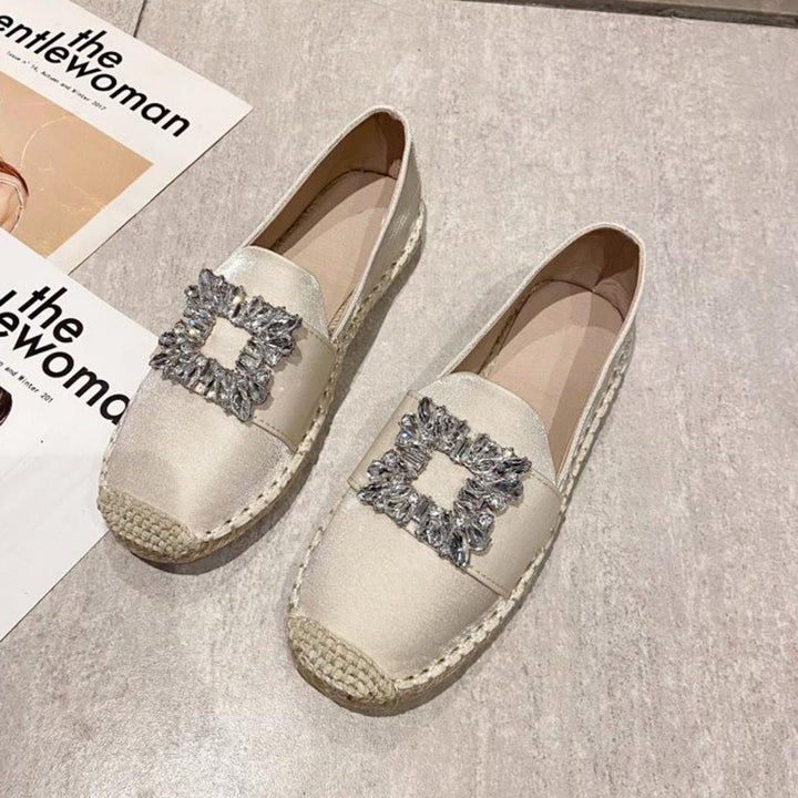 Espadrilles Chic Pepa en toile avec emblème en cristal étincelant