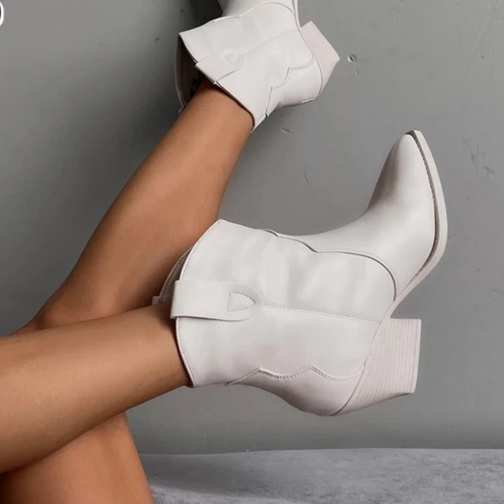 Eveline | Black Bottes de cow-boy en cuir imperméable pour femmes