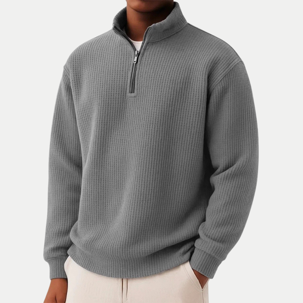 PULL EN MAILLE À COL ZIPPÉ POUR HOMME
