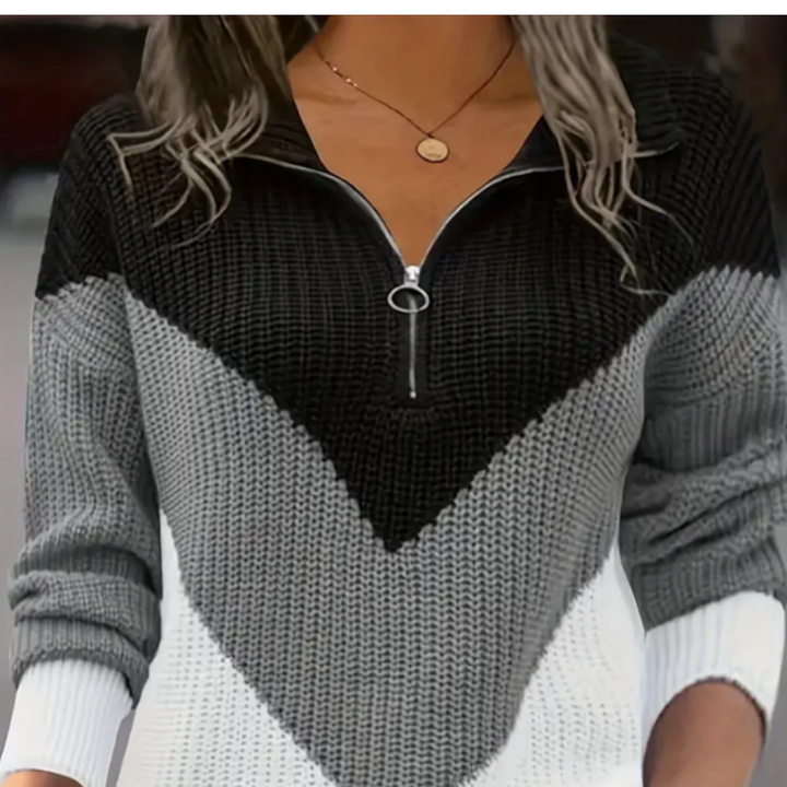 Pull en tricot pour femmes Donita avec fermeture à glissière - Parfait pour l'hiver !