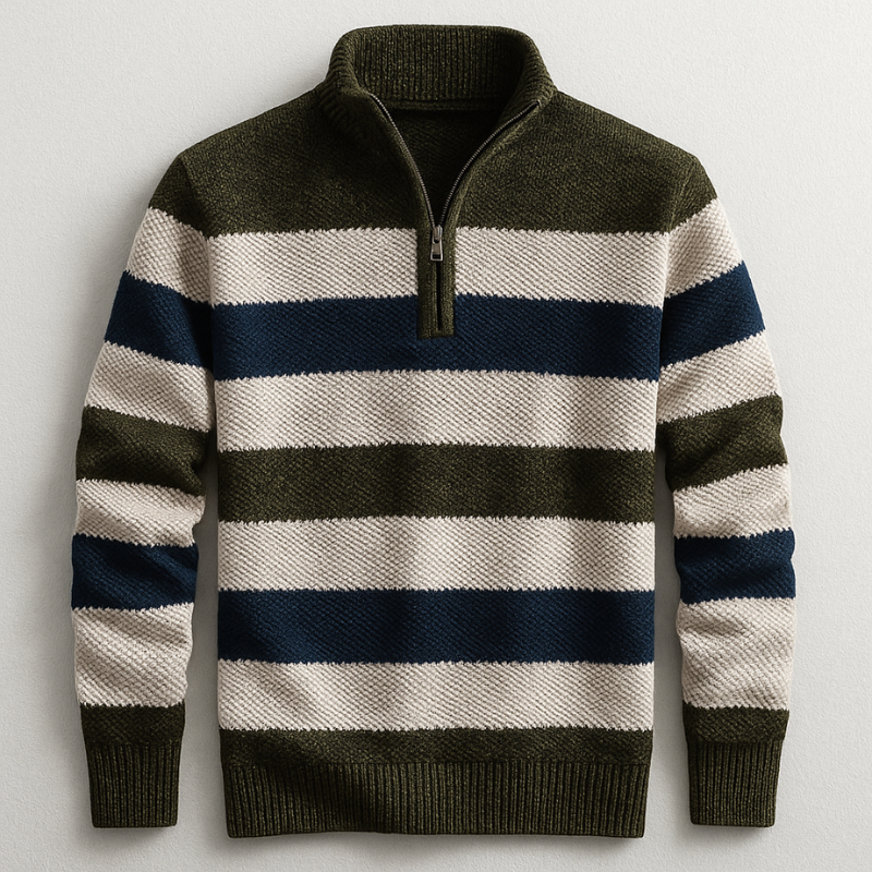 PULLOVER EN MAILLE AVEC ZIP POUR HOMME