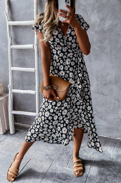 Robe Midi Loved By You avec motif de marguerites