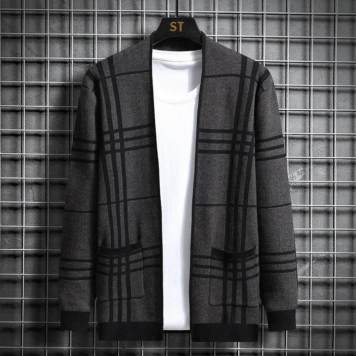 CARDIGAN EN MAILLE À CARREAUX POUR HOMME