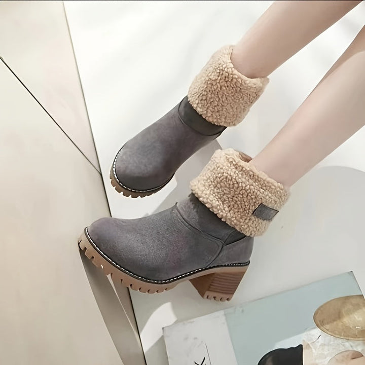 Lotte | Bottines en peluche élégantes à talons hauts dans des couleurs unies très tendance