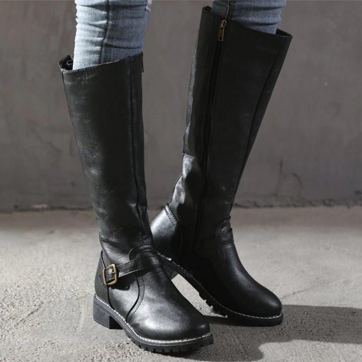 Bottes mi-mollet élégantes pour femmes avec une boucle tendance