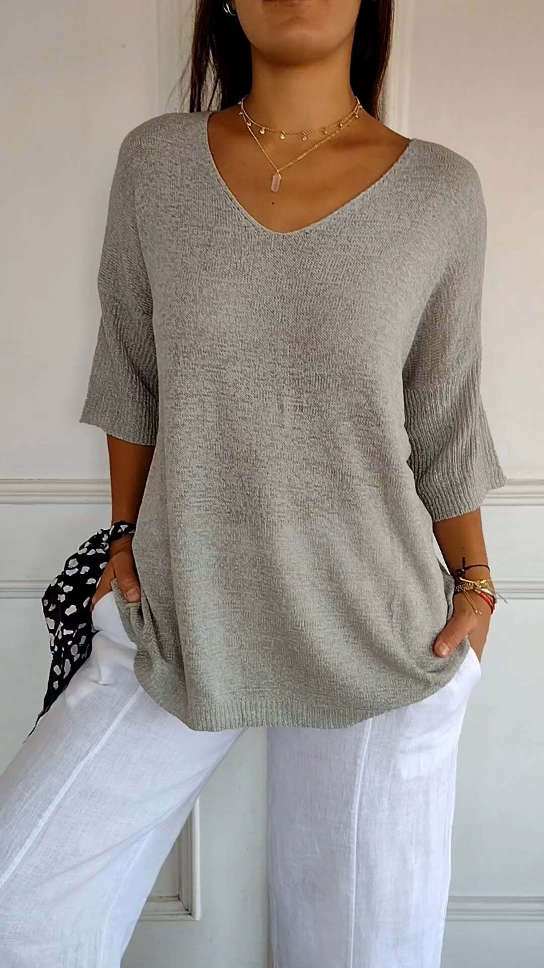 Pull en maille avec décolleté en V