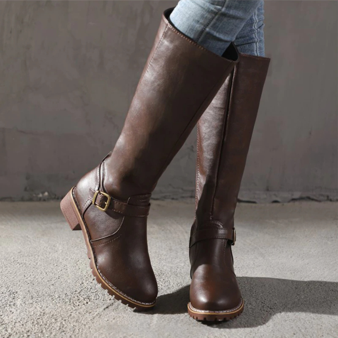 Bottes mi-mollet élégantes pour femmes avec une boucle tendance