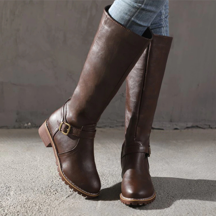 Bottes mi-mollet élégantes pour femmes avec une boucle tendance