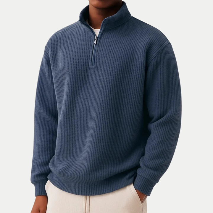 PULL EN MAILLE À COL ZIPPÉ POUR HOMME