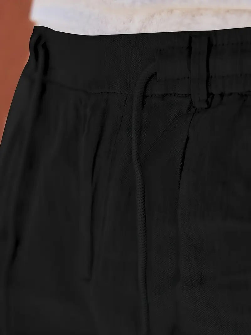 PANTALONS LARGES EN LIN AVEC CORDON