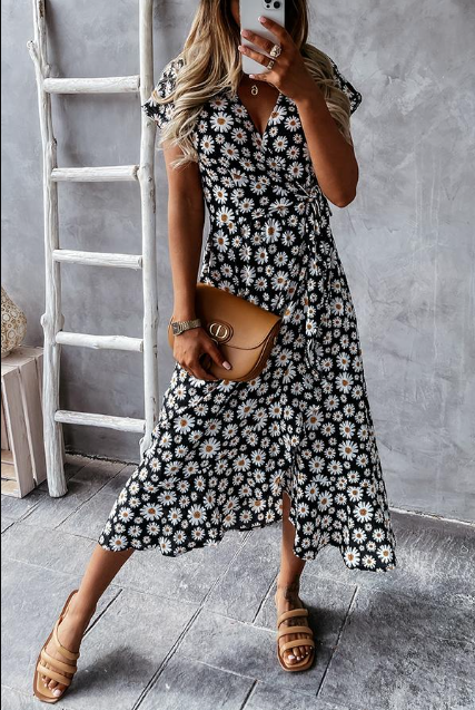 Robe Midi Loved By You avec motif de marguerites