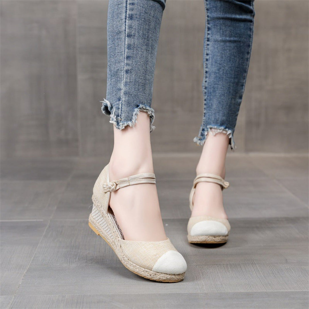 Sophie | Espadrilles à la mode avec bride de cheville élégante et bouts contrastés élégants