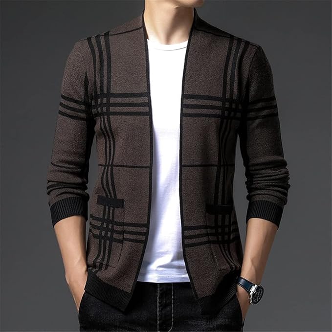 CARDIGAN EN MAILLE À CARREAUX POUR HOMME