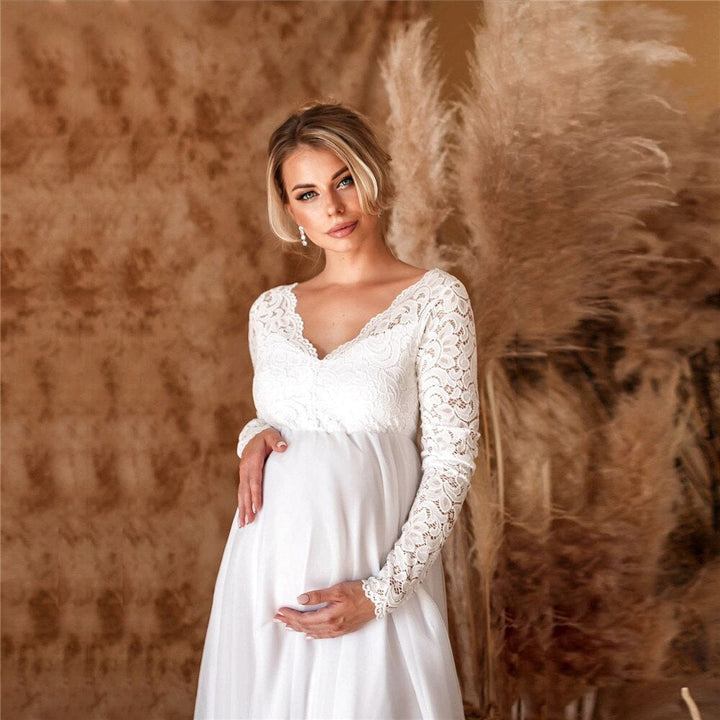 Robe maxi en dentelle élégante pour femmes enceintes