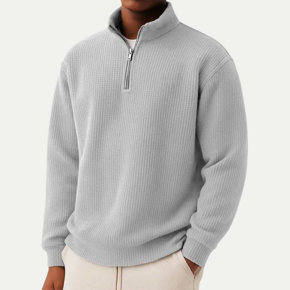 PULL EN MAILLE À COL ZIPPÉ POUR HOMME
