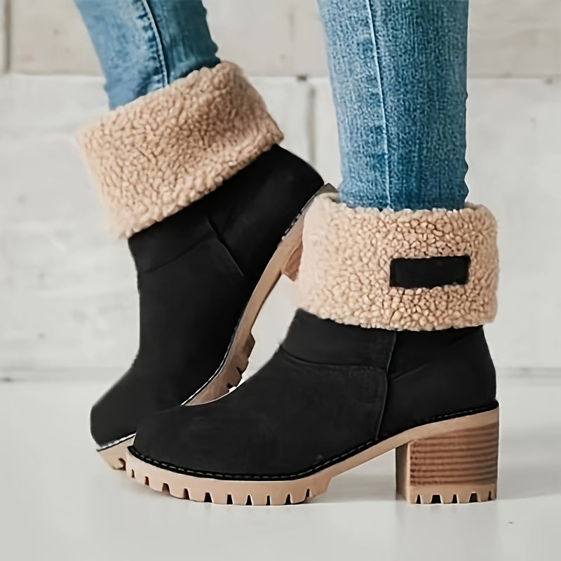 Lotte | Bottines en peluche élégantes à talons hauts dans des couleurs unies très tendance