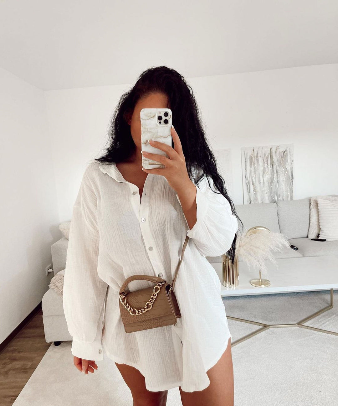 Blouse en Musselin Freya Blanc Long