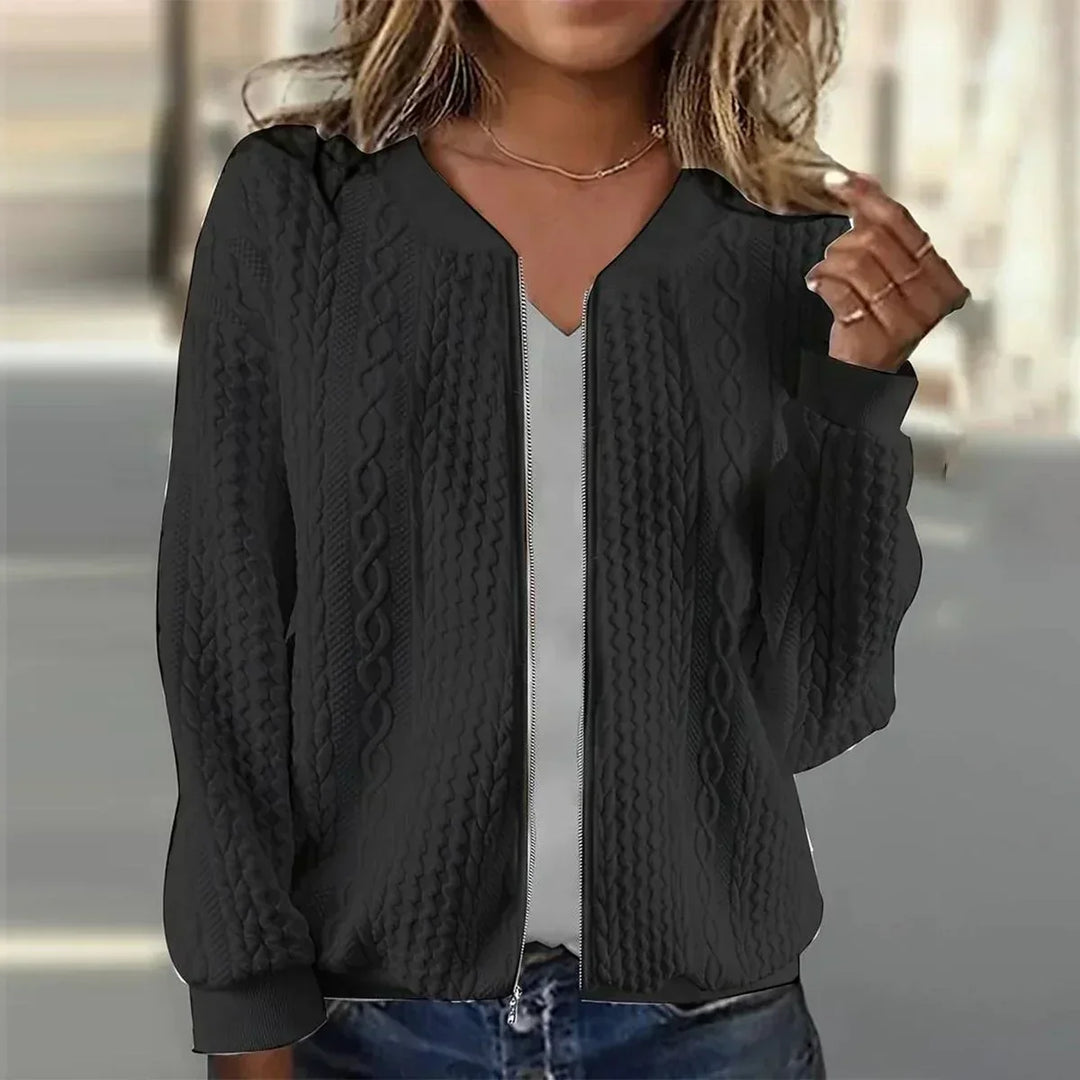 Veste chic en tricot pour dames avec fermeture à glissière par Evita