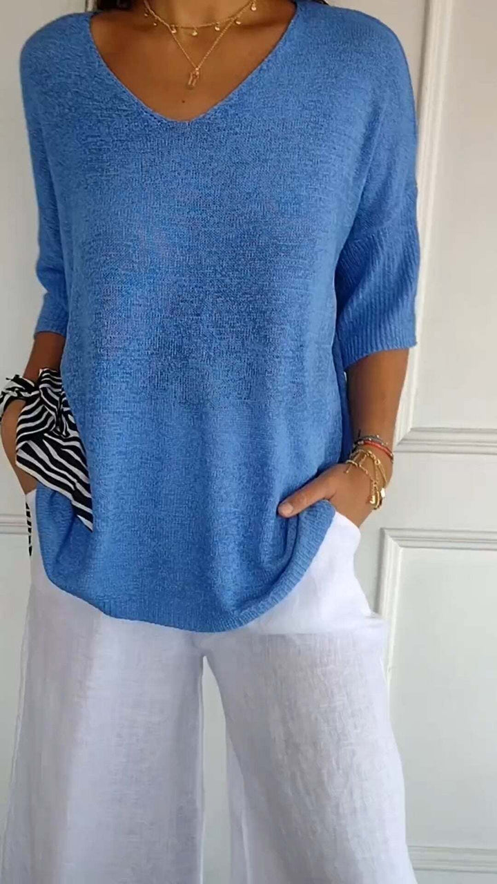 Pull en maille avec décolleté en V