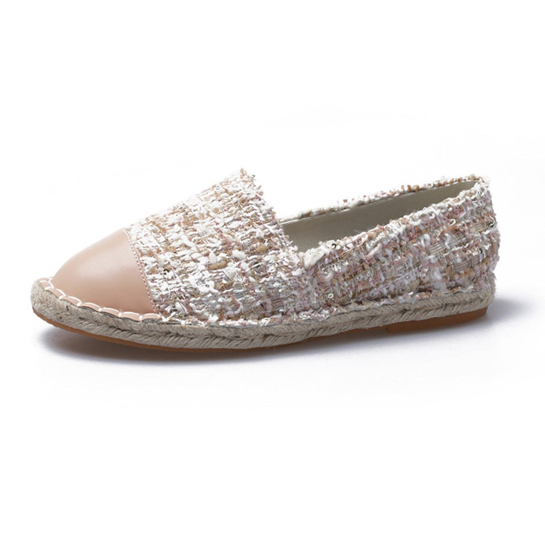 Marieke | Espadrilles plates en toile avec accents en cuir