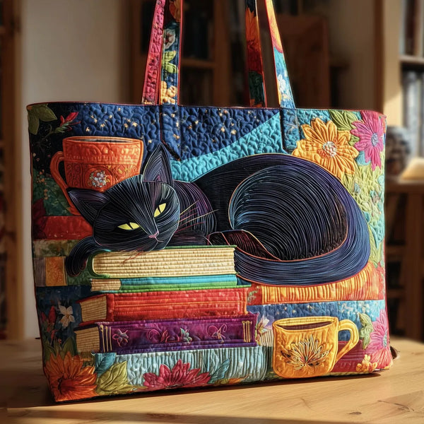Sac Artisan - Chat Noir avec Livres et Tasses