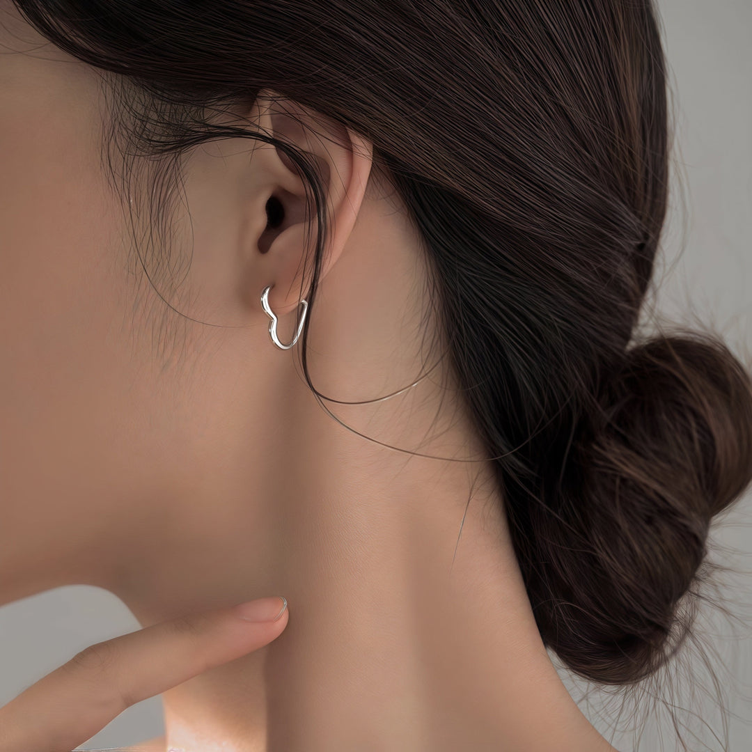 Boucles d'oreilles en forme de cœur en acier inoxydable doré