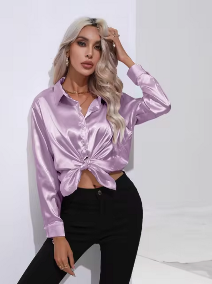 Blouse en satin à manches longues
