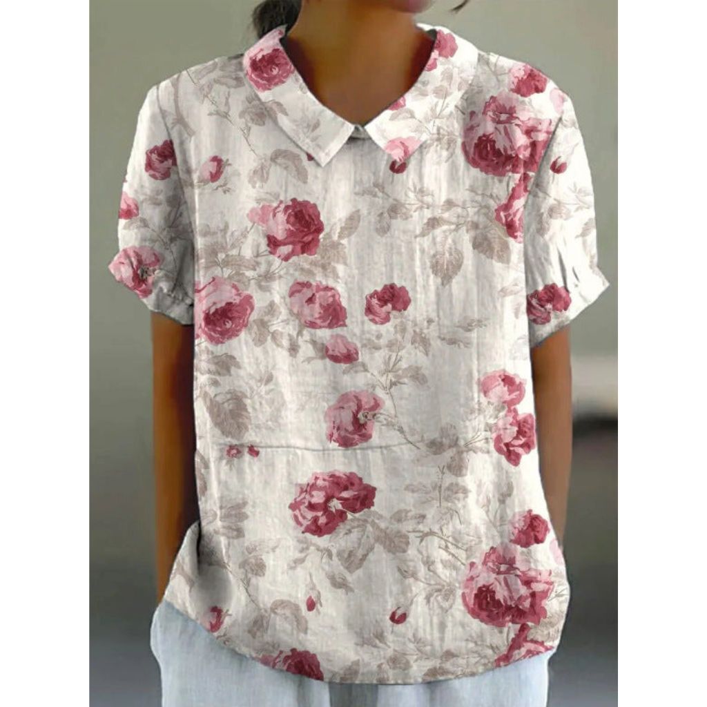 Blouse en coton avec motif floral pastoral