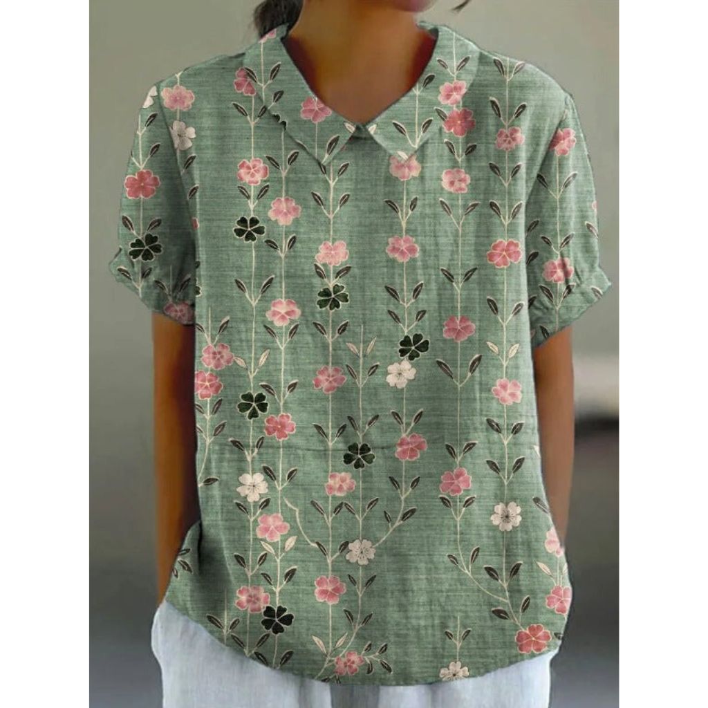 Blouse en coton avec motif floral pastoral