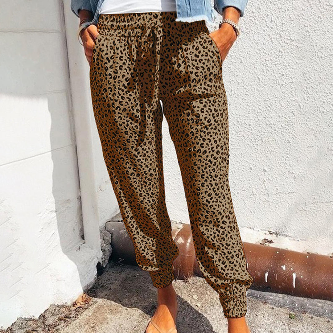 FIONA - Pantalon tendance avec imprimé léopard stylisé